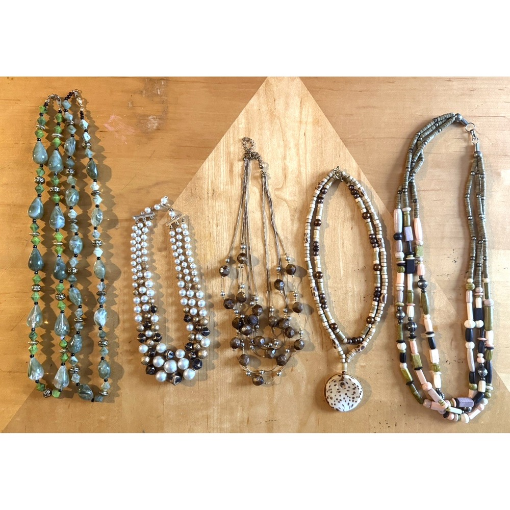 Lot of 5 Nice Beaded Necklaces - Mixture of Materials